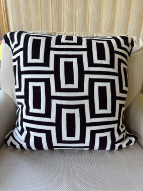 Ethan Allen Black and White Geometric Large Throw Pillow Modern Home Accent